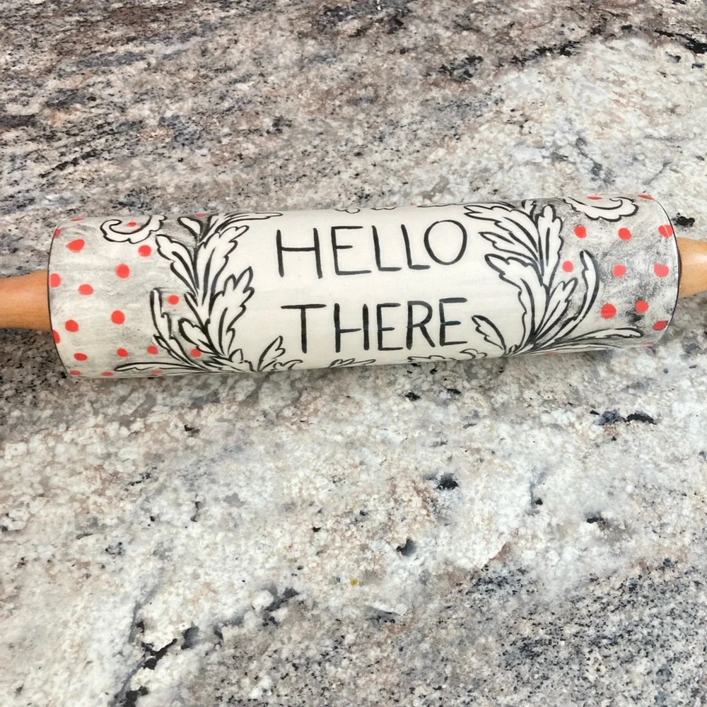Anthropologie Rolling Pin Bone China Milly Hatch Crowned Leaf NEW